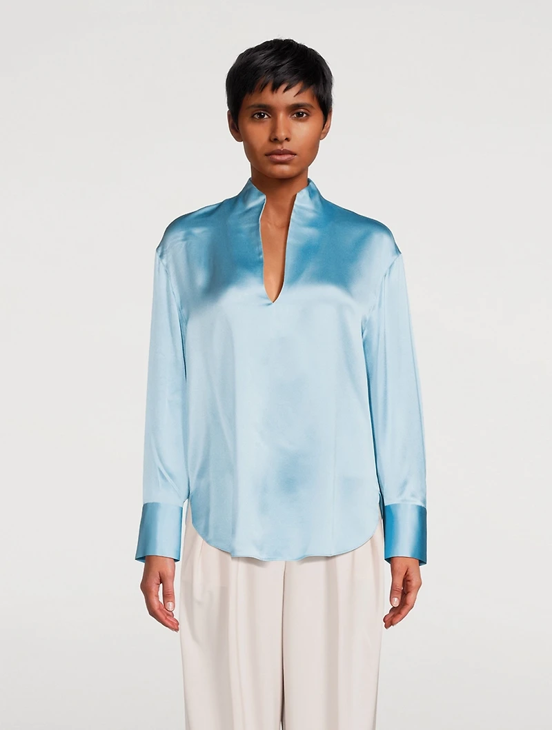 Long Sleeve Split-Neck Top
