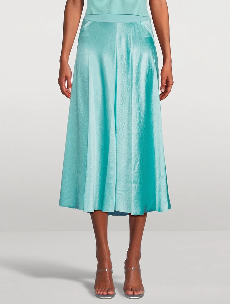 Rib-Trim Raw-Edge Skirt