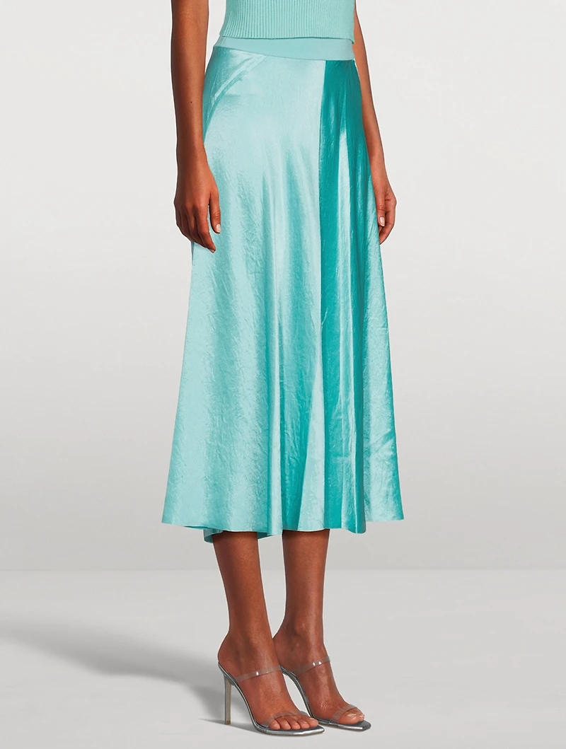 Rib-Trim Raw-Edge Skirt