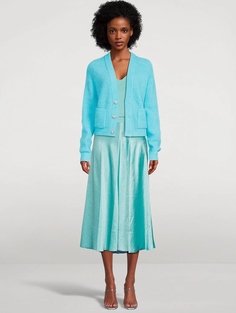 Rib-Trim Raw-Edge Skirt