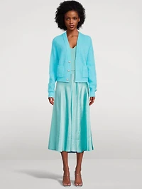 Rib-Trim Raw-Edge Skirt