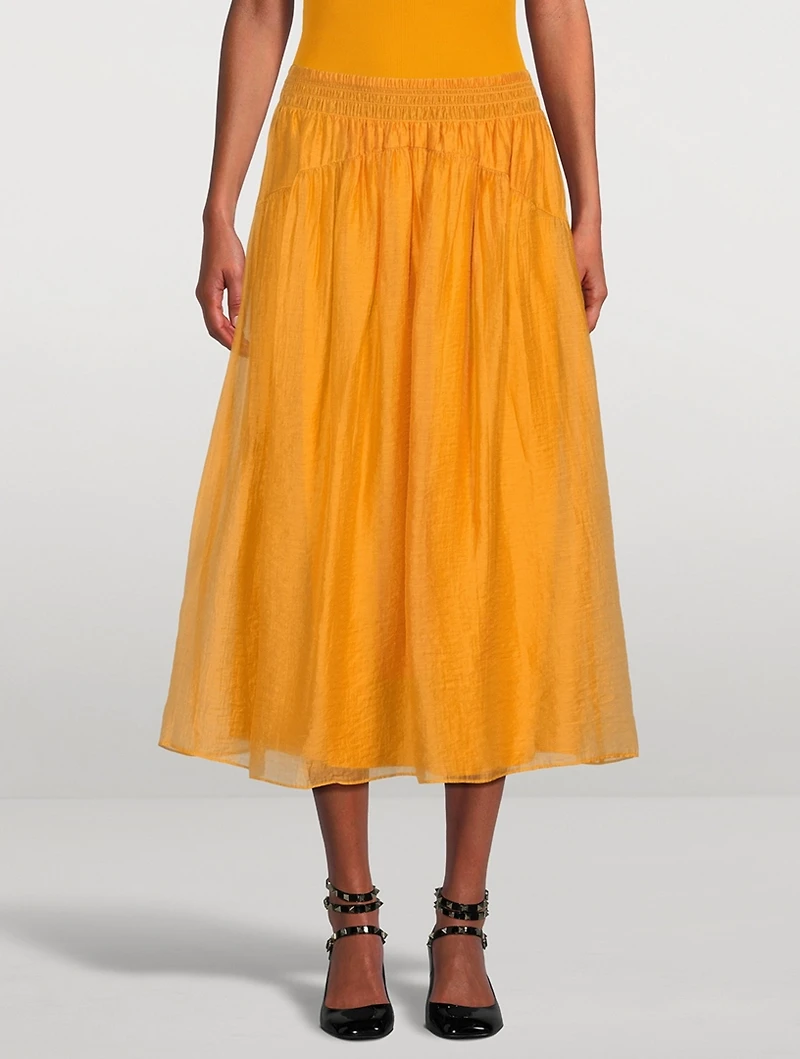 Smocked Midi Skirt