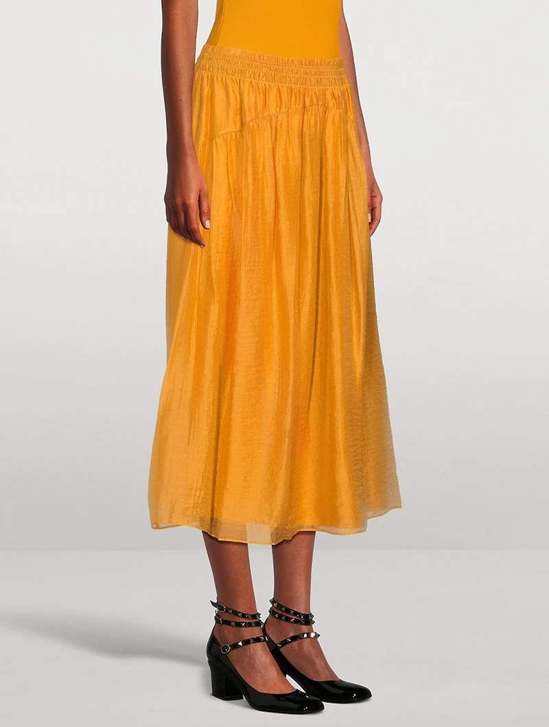 Smocked Midi Skirt