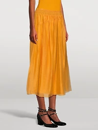 Smocked Midi Skirt