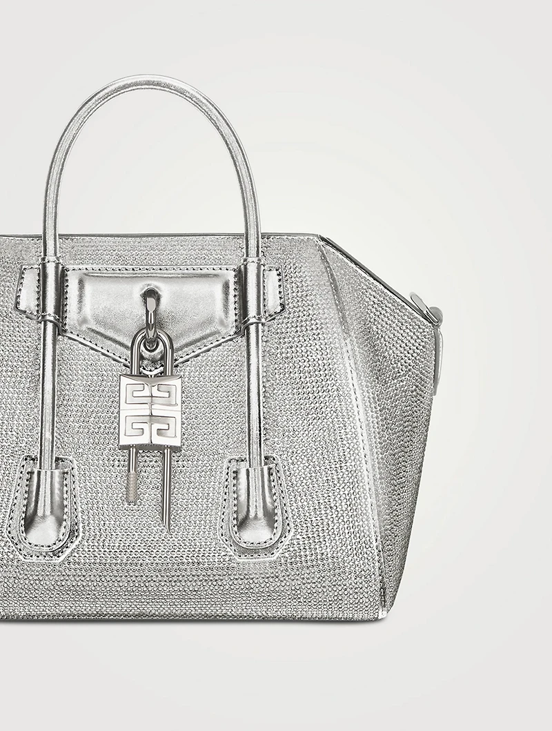 Mini Antigona Lock Metallic Leather Bag