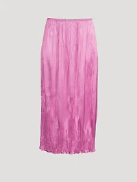 Pleated Satin Midi Skirt