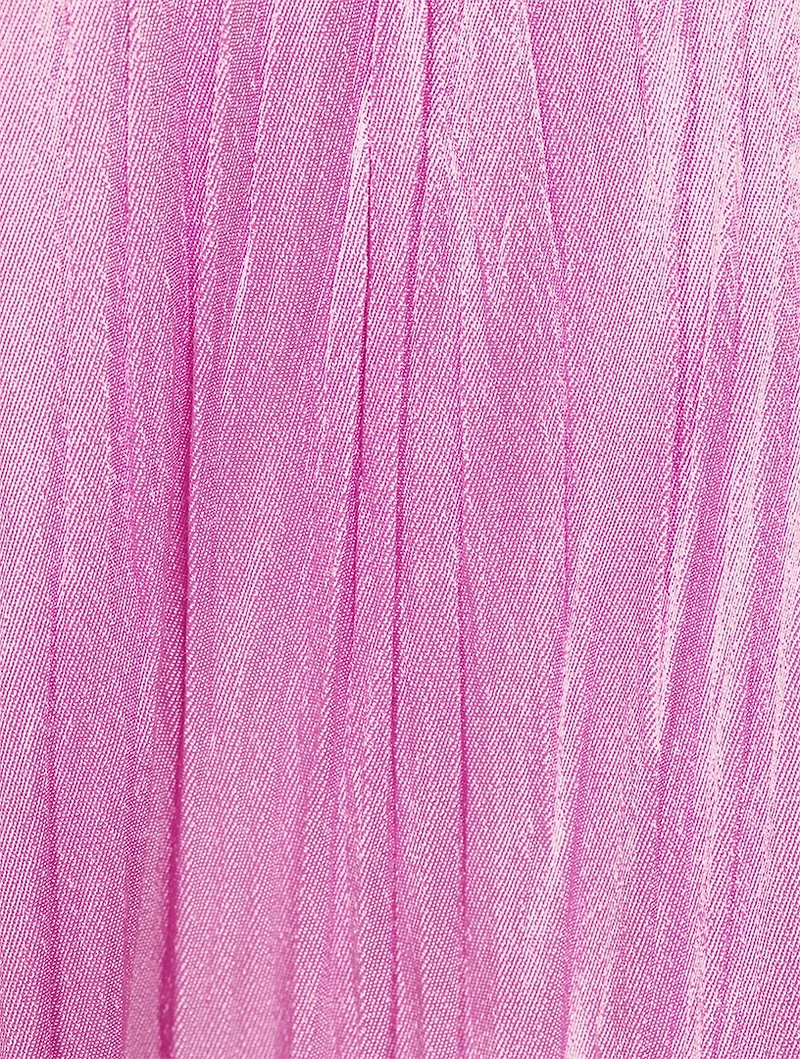Pleated Satin Midi Skirt