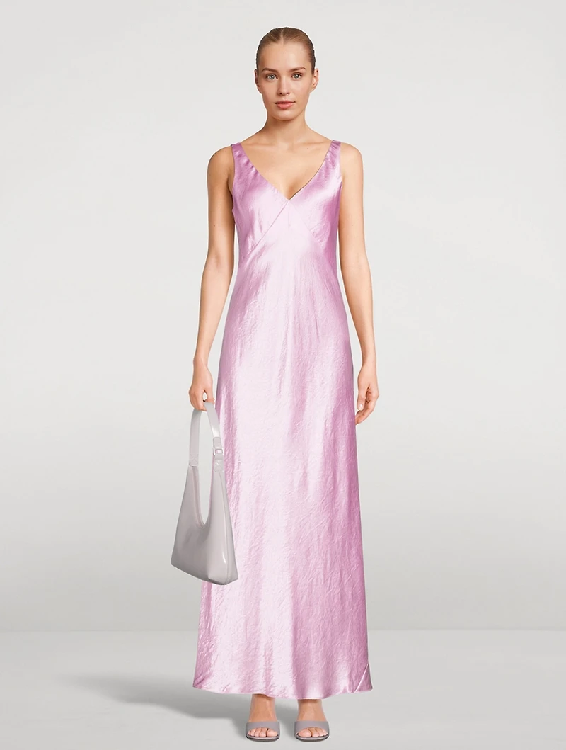 Bias-Cut Satin Maxi Dress