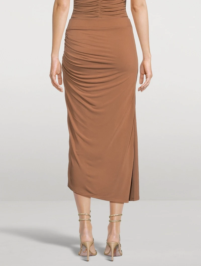 Ruched Jersey Midi Skirt