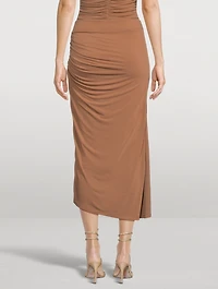 Ruched Jersey Midi Skirt