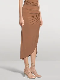 Ruched Jersey Midi Skirt
