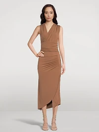 Ruched Jersey Midi Skirt