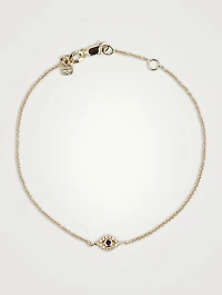 Small 14K Gold Bezel Evil Eye Bracelet With Diamonds And Sapphire