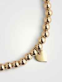 14K Gold Beaded Bracelet With Heart Charm