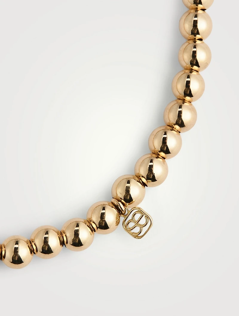 14K Gold Beaded Bracelet With Heart Charm