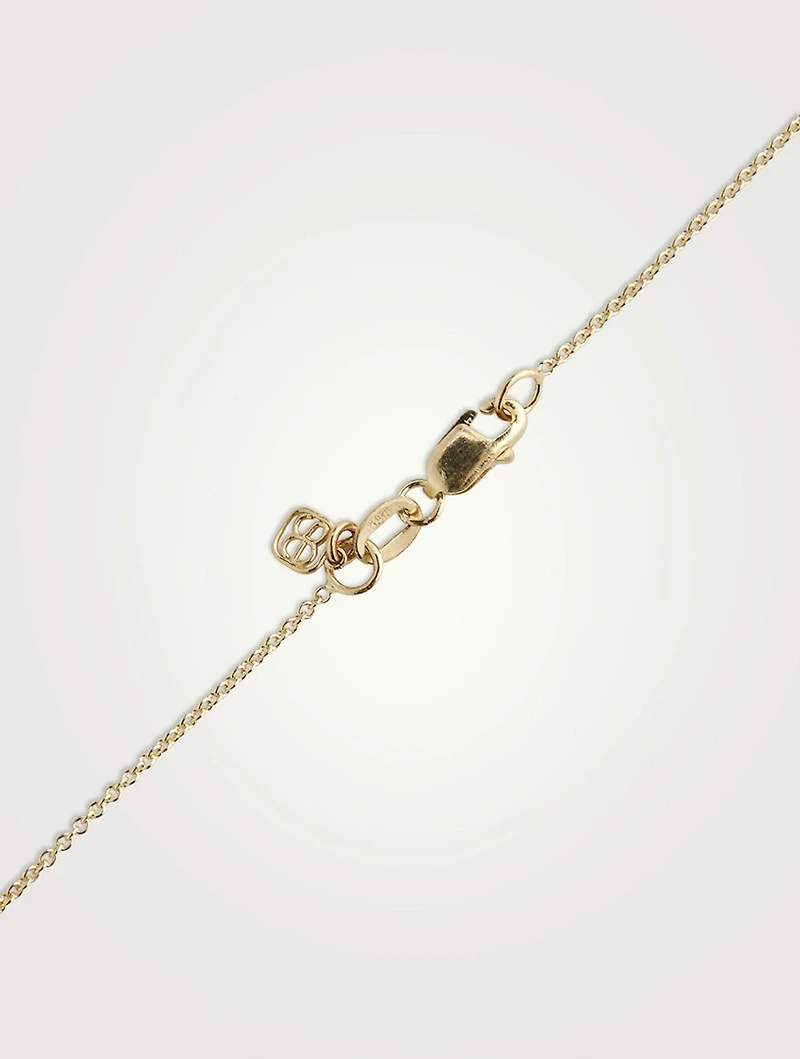 Small 14K Gold Heart Charm Necklace With Pavé Diamonds