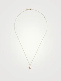 Tiny 14K Gold Butterfly Charm Pendant Necklace With Diamonds