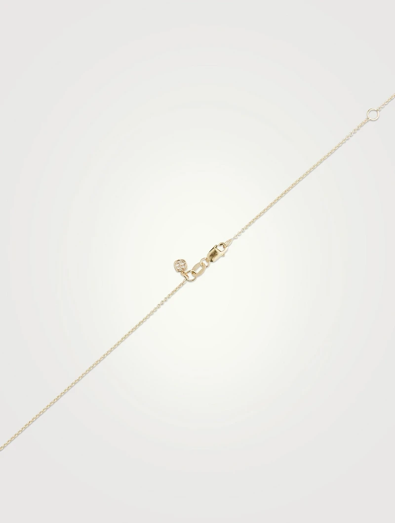 Tiny 14K Gold Butterfly Charm Pendant Necklace With Diamonds