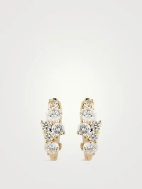 14K Gold Huggie Hoop Earrings With Diamonds