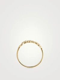 14K Gold Love Script Ring With Diamonds