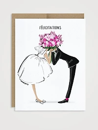 Mr. & Mrs. Floral Flirts Wedding Card - French