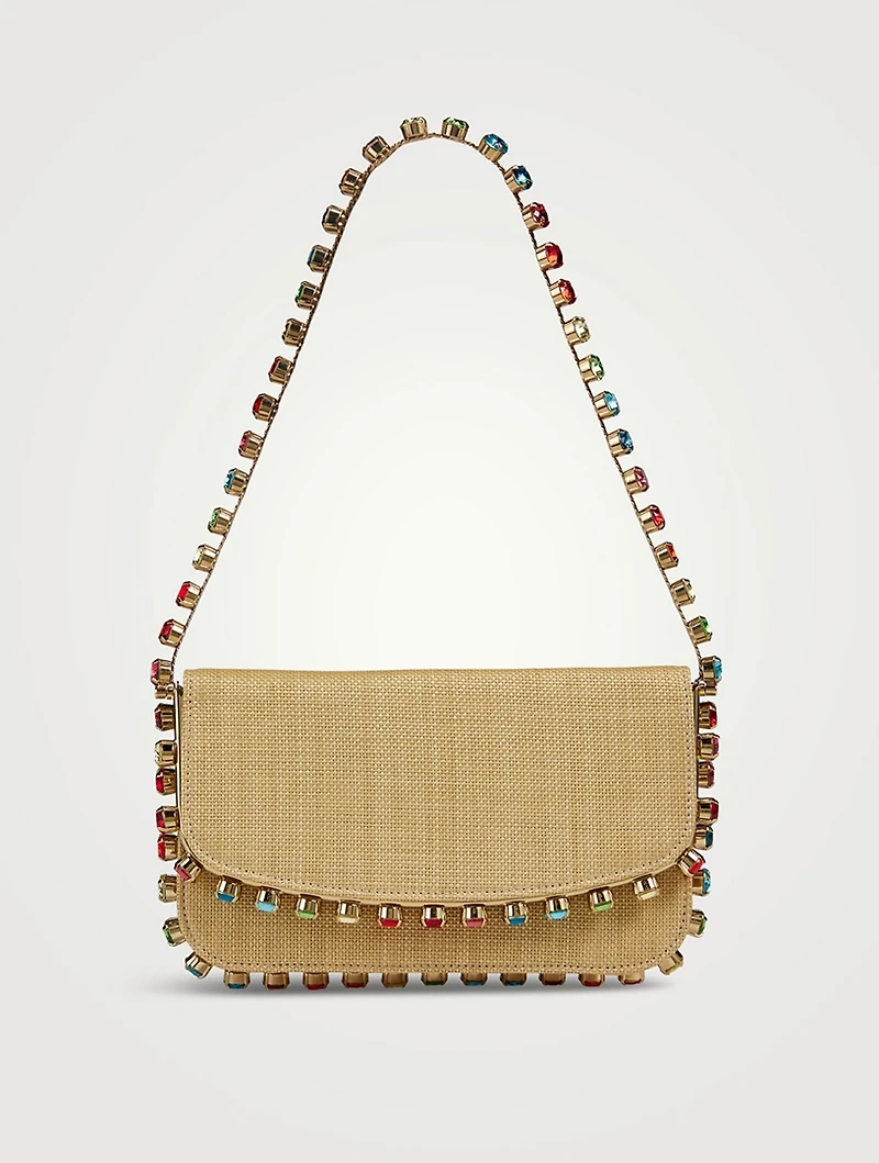 Mini Galactic Crystal Raffia Shoulder Bag