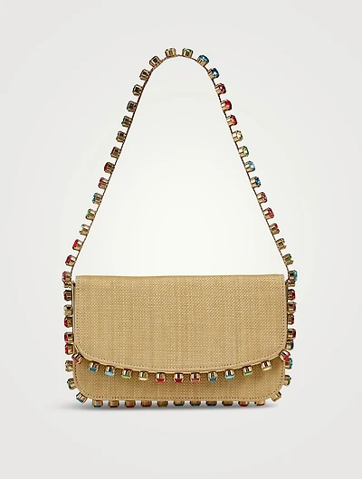 Mini Galactic Crystal Raffia Shoulder Bag
