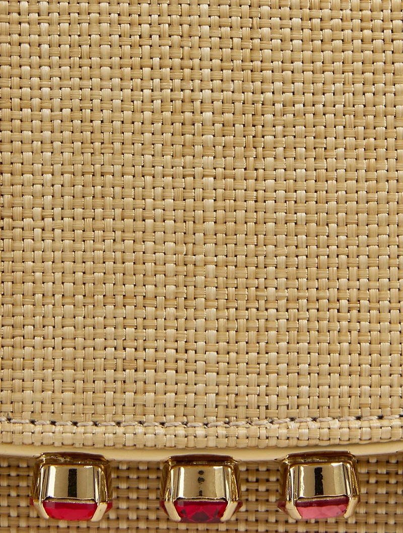 Mini Galactic Crystal Raffia Shoulder Bag