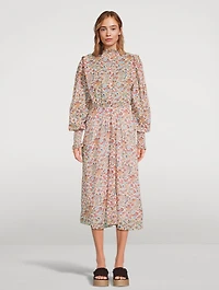Galoa Cotton Midi Dress Floral Print