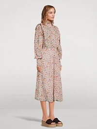 Galoa Cotton Midi Dress Floral Print