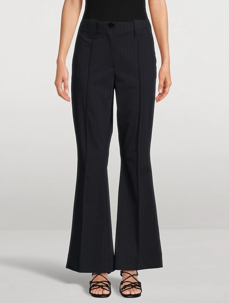 Bootcut Trousers Pinstripe Print