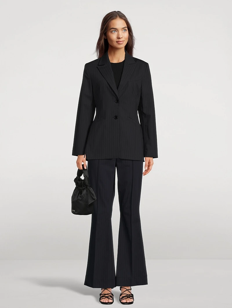 Bootcut Trousers Pinstripe Print