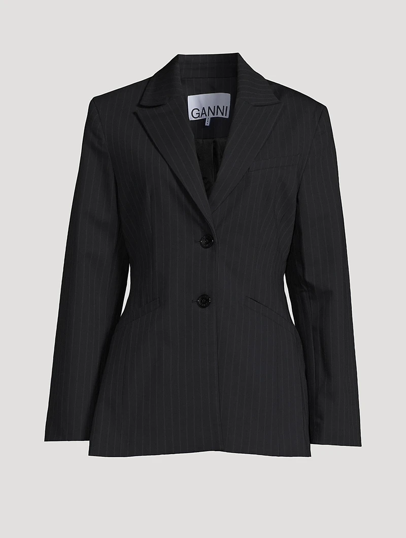 Single-Breasted Blazer Pinstripe Print