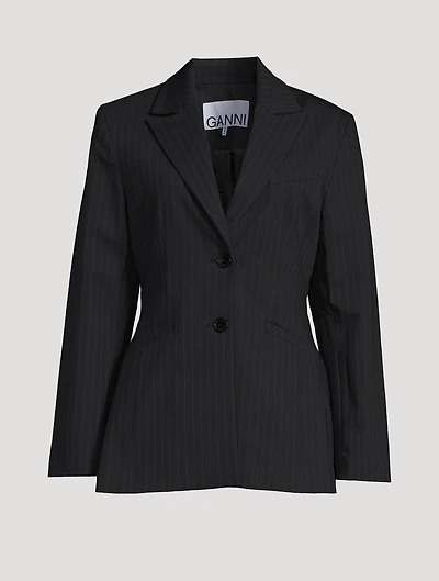 Single-Breasted Blazer Pinstripe Print