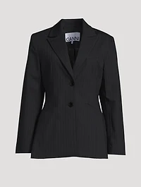 Single-Breasted Blazer Pinstripe Print