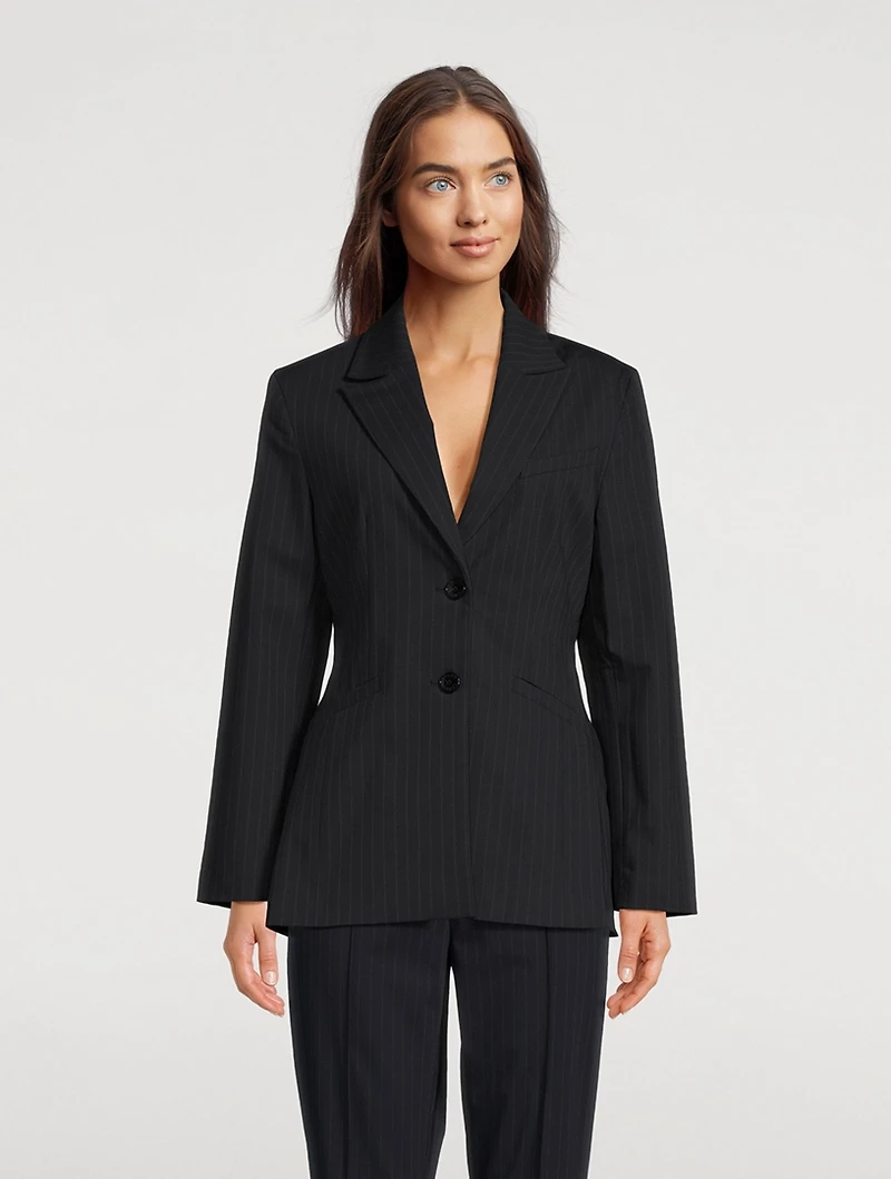 Single-Breasted Blazer Pinstripe Print