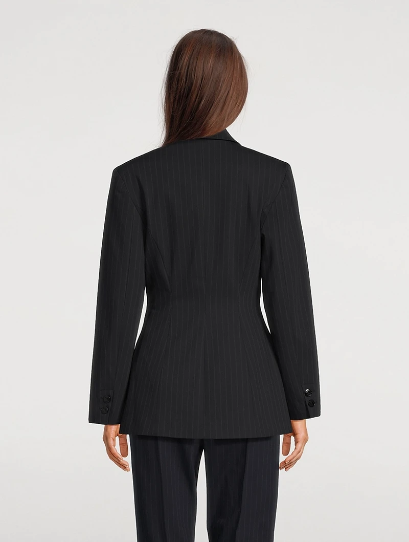 Single-Breasted Blazer Pinstripe Print
