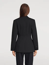 Single-Breasted Blazer Pinstripe Print
