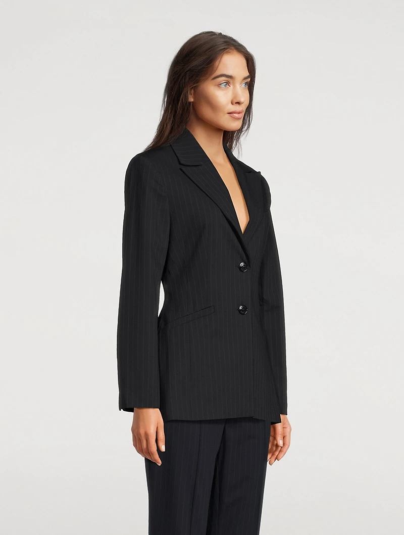 Single-Breasted Blazer Pinstripe Print