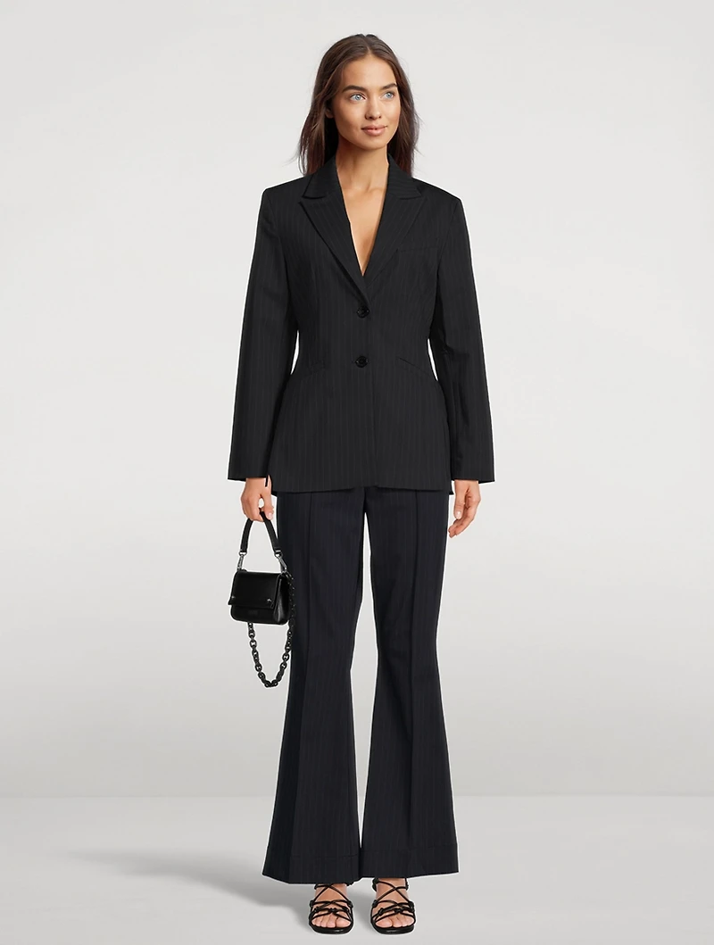 Single-Breasted Blazer Pinstripe Print