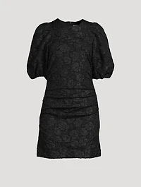 Puff-Sleeve Jacquard Mini Dress