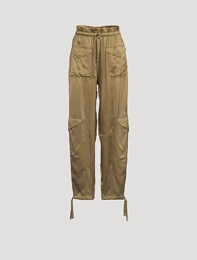 Washed Satin Cargo Pants