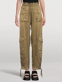 Washed Satin Cargo Pants