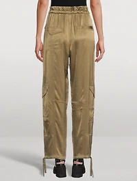 Washed Satin Cargo Pants