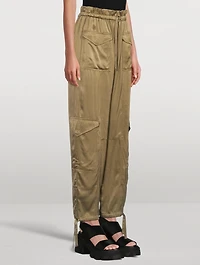 Washed Satin Cargo Pants