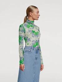 Turtleneck Top Floral Print