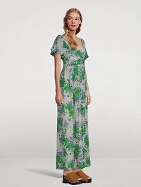 Puff-Sleeve Maxi Dress Floral Print