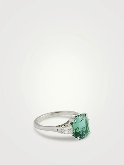 Platinum Lagoon Tourmaline Ring With Diamonds