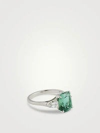 Platinum Lagoon Tourmaline Ring With Diamonds