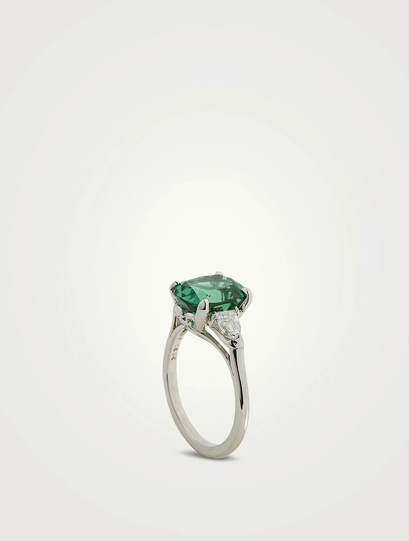 Platinum Lagoon Tourmaline Ring With Diamonds
